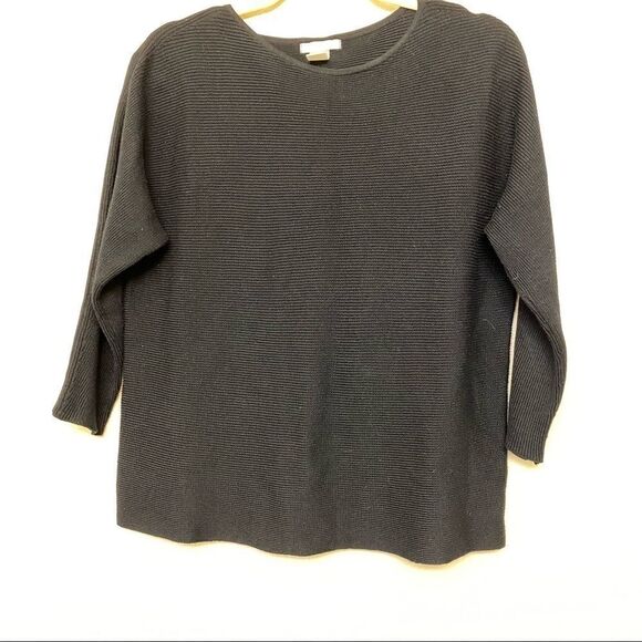 H&M black cropped ribbed wool blend crew neck sweater-S - Picture 1 of 9